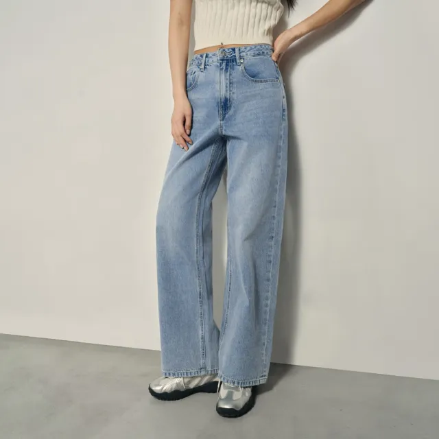 【GIORDANO 佐丹奴】韓系選品 女裝純棉中低腰牛仔長褲(多色任選)