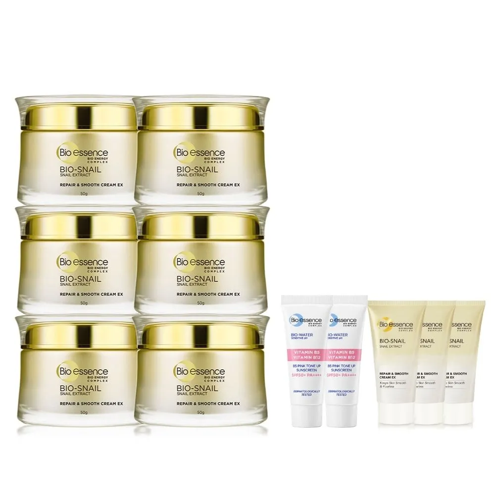 【Bio-essence 碧歐斯】乳霜 BIO蝸牛原液修護嫩滑霜50g(6入組)