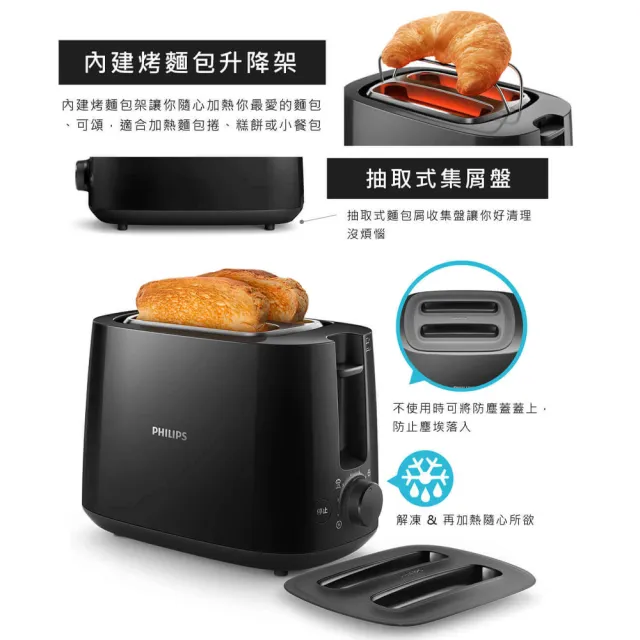 【Philips 飛利浦】抽UX20戰鬥陀螺_電子式智慧型烤麵包機/黑_HD2582/92