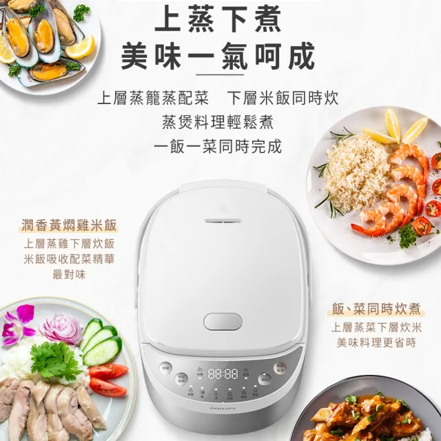 【Philips 飛利浦】抽UX20戰鬥陀螺_蒸香6人份電子鍋_HD3170/50