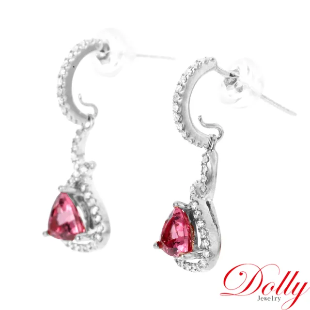 【DOLLY】18K金 天然艷彩霓虹尖晶石1克拉鑽石耳環 高級訂製珠寶 浪漫質感 奢華送禮