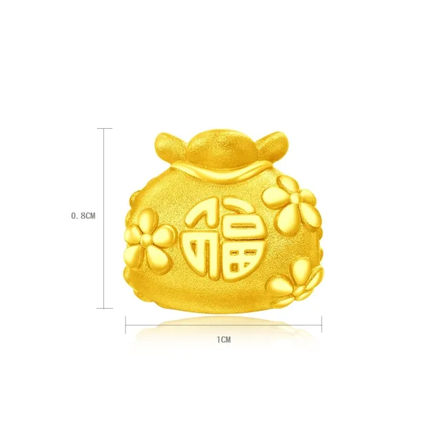 【周大福】福字福袋轉運珠黃金串珠(福祿雙全 招財納吉)