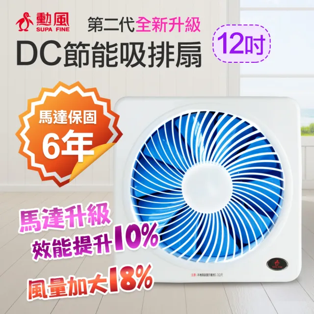 【勳風】12吋變頻DC節能吸排扇/通風扇/排風扇/窗扇(HFB-K7312)