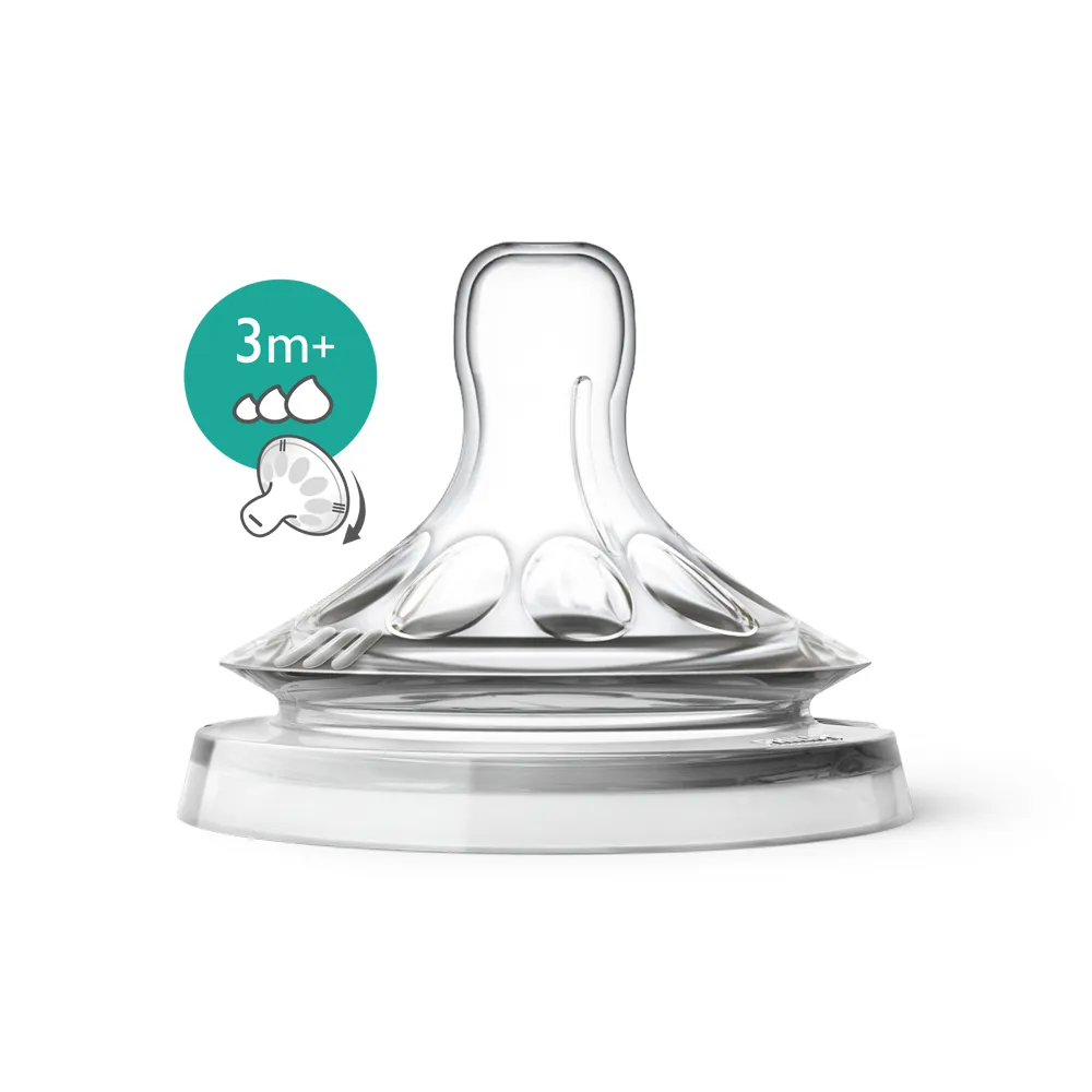 【PHILIPS AVENT】飛利浦新安怡 親乳感防脹氣奶嘴雙入裝 可調速 3M+一字孔(SCF655/23)