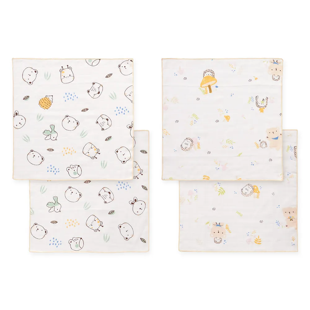 【奇哥】Chic a Bon 天絲紗布手帕 30x30cm 4入(紗布巾 方巾 口水巾 餵奶巾 洗臉巾 拍嗝巾)