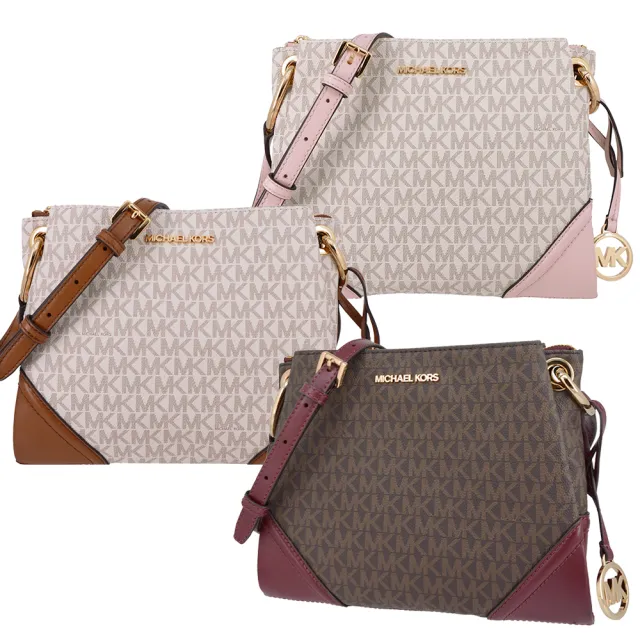 【Michael Kors】NICOLE系列 金釦LOGO 三層包 斜背包 (多色任選)
