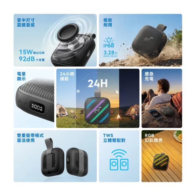 【Anker soundcore】Boom Go 3i 防水可攜式藍牙喇叭