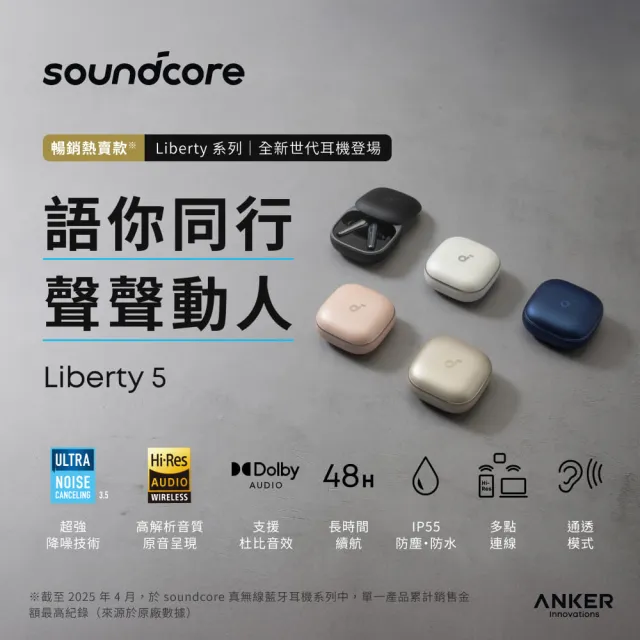 【soundcore】Liberty 5 降噪真無線藍牙耳機