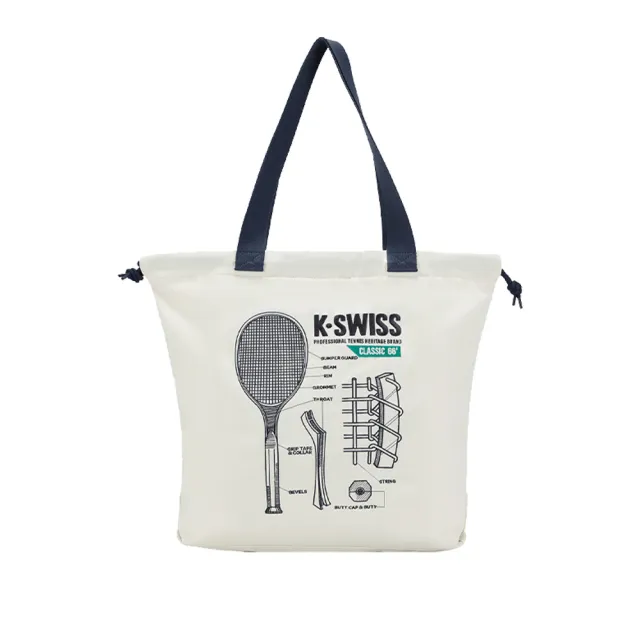 【K-SWISS】刺繡網球帆布袋 Crossbody Bag 中性 白