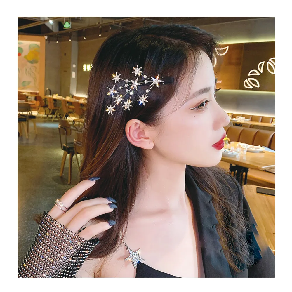 【NANA】娜娜 撫媚星空鑲鑽髮箍夾兩入組(瀏海夾)