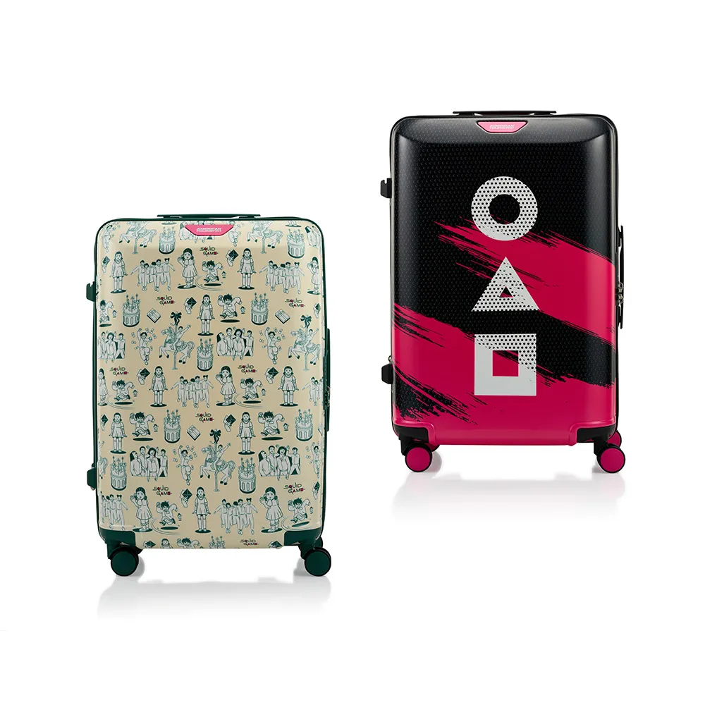 【AMERICAN TOURISTER 美國旅行者】SQUID GAME魷魚遊戲聯名24吋可擴充輕量PC+ABS防盜拉鍊行李箱(兩款可選)