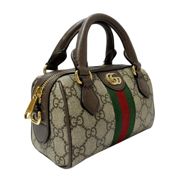【GUCCI 古馳】781490 經典Ophidia系列迷你波士頓斜背包(棕色)