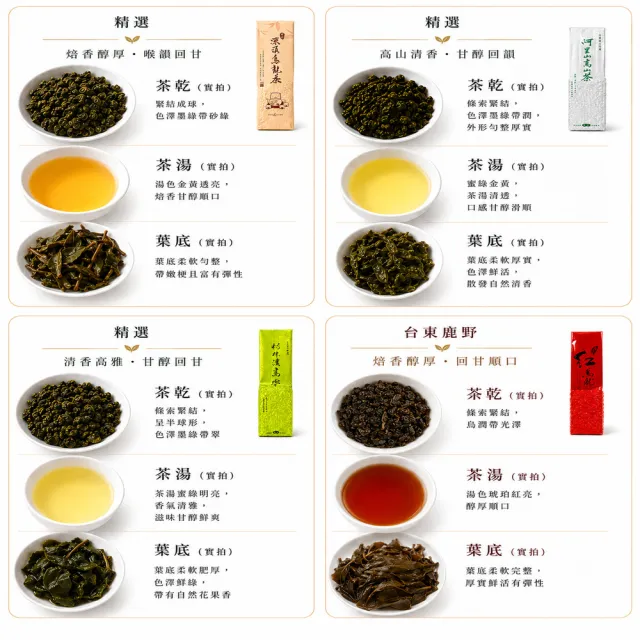 【台灣茶葉產銷協會】凍頂烏龍茶＋阿里山烏龍＋杉林溪烏龍＋紅烏龍 四茶8入組｜150g×8包