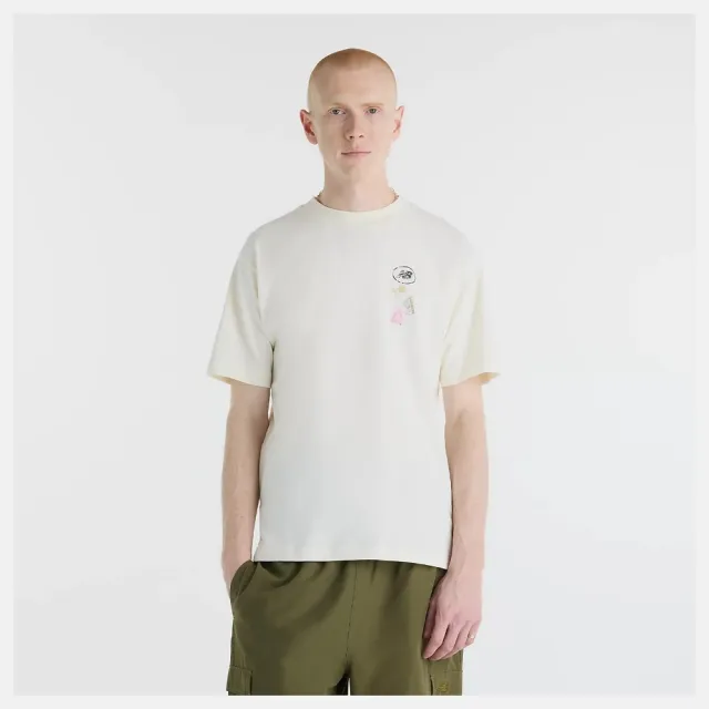 【NEW BALANCE】NB 短袖上衣 男 寬鬆版型 美規 米白 MT6216IHAGA
