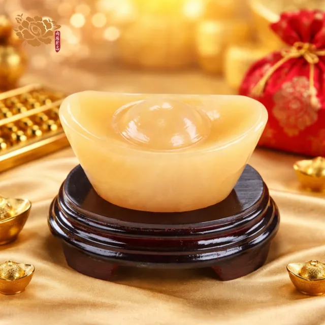 【雨揚】黃玉元寶4吋 (招財/擋煞/事業運/保平安/聚財納福/招財擺陣)