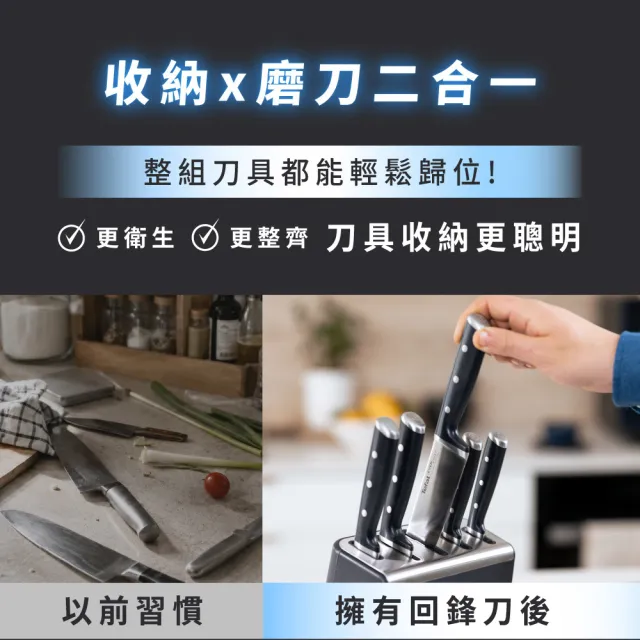 【Tefal 特福】Eversharp pro回鋒刀具五件組/含自動磨刀座(募資破300萬)