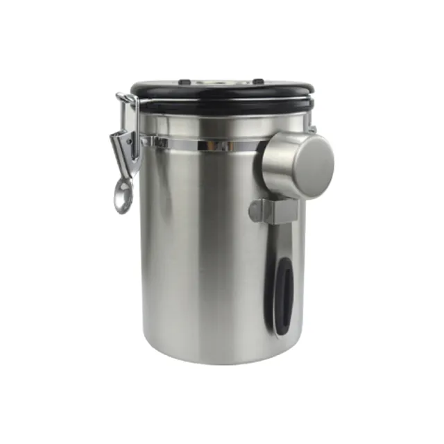 【YOLE 悠樂居】304不鏽鋼咖啡豆密封罐1800ml-1入(保鮮罐 零食罐 乾糧罐 五穀雜糧罐 咖啡豆保存罐 附量勺)