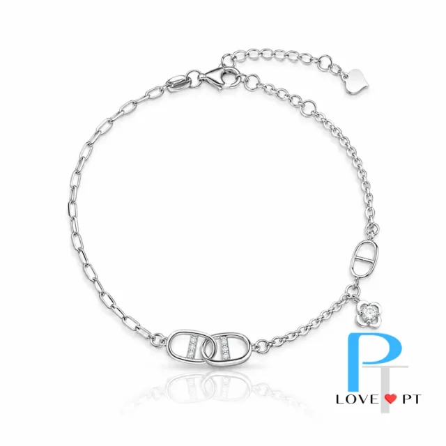 【love pt】PT950鉑金手鍊/白金手鍊 結小花手鍊｜雙鍊設計｜30mm延長鍊 女款百搭手 (鼎元珠寶 鉑金 D002)