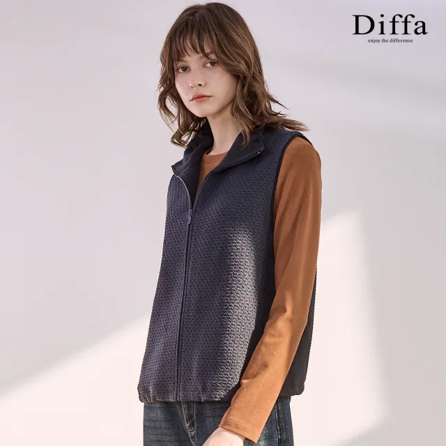 【Diffa】異素材拼接背心式外套-女