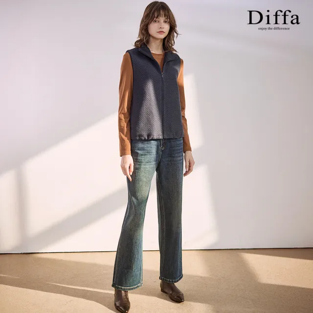 【Diffa】異素材拼接背心式外套-女