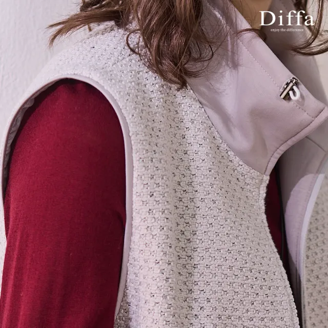 【Diffa】異素材拼接背心式外套-女