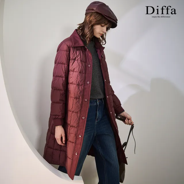 【Diffa】長版車格羽絨外套-女