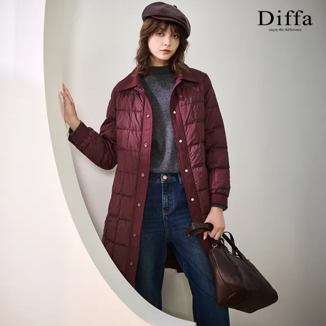 【Diffa】長版車格羽絨外套-女