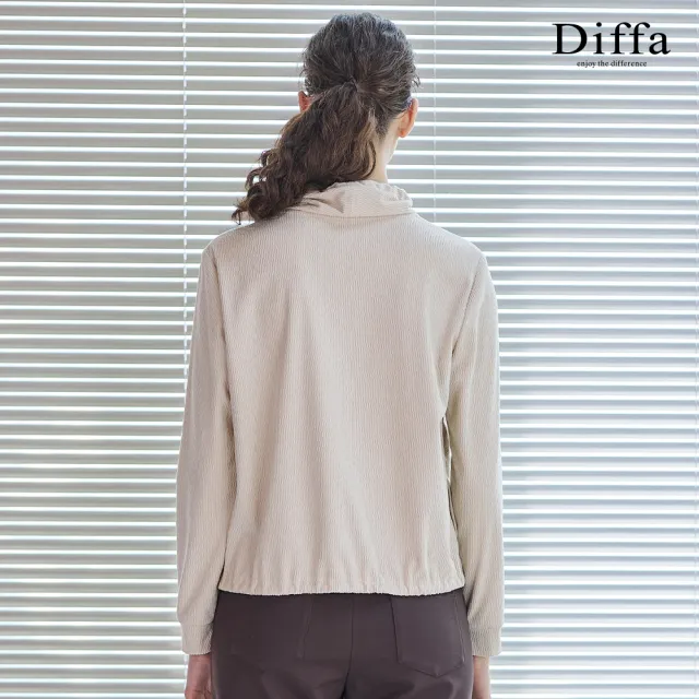 【Diffa】高領條絨針織衫-女