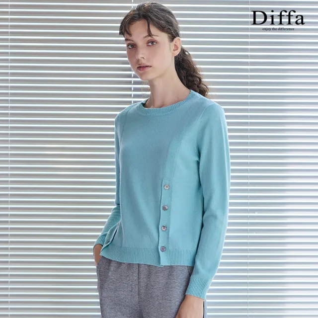 【Diffa】前襬開釦毛衣-女