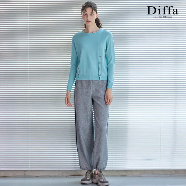 【Diffa】前襬開釦毛衣-女