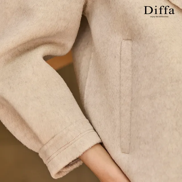 【Diffa】翻領袖子車褶大衣-女