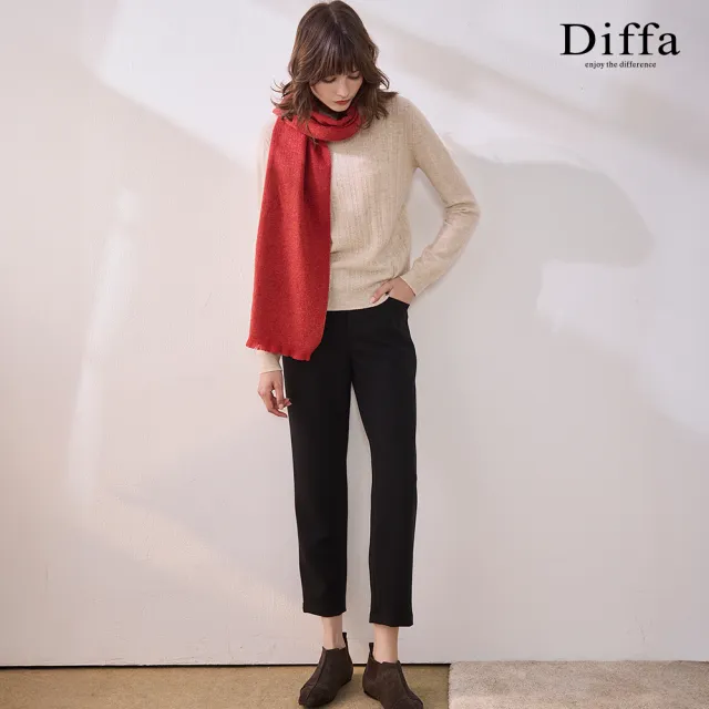 【Diffa】圓領坑條無縫毛衣-女