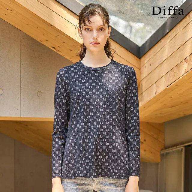 【Diffa】蝴蝶結織紋針織衫-女