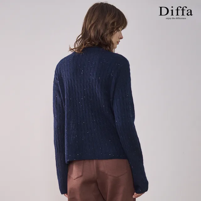 【Diffa】拐花亮片鏤空毛衣-女