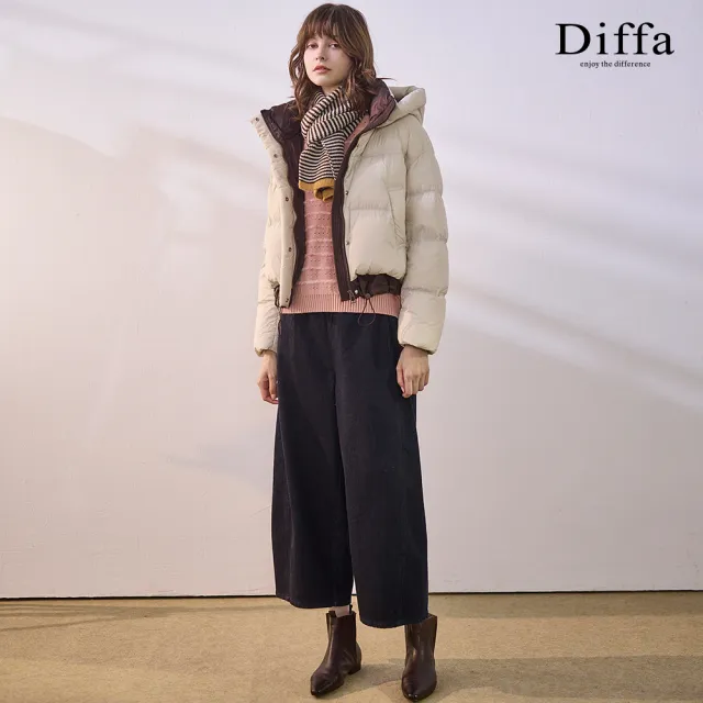 【Diffa】挑洞坑條織紋落肩毛衣-女