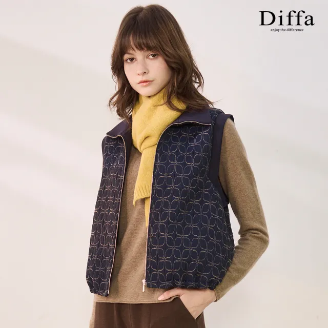 【Diffa】幾何織紋背心式外套-女