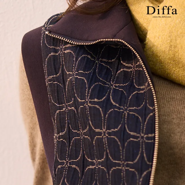 【Diffa】幾何織紋背心式外套-女
