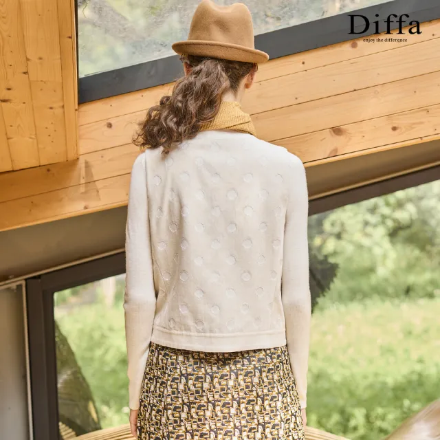 【Diffa】波點織紋背心式外套-女