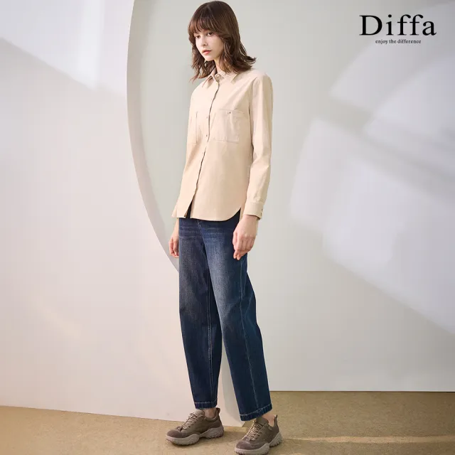 【Diffa】刷色合身牛仔褲-女(丹寧)