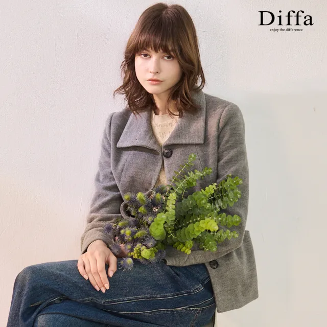 【Diffa】淺灰立領外套-女
