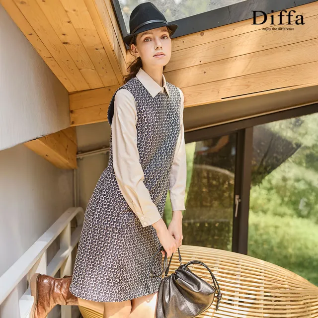 【Diffa】小香風背心式連身洋裝-女