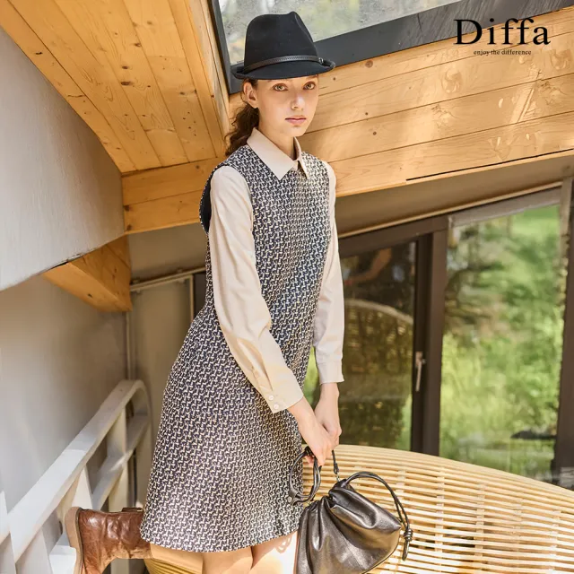 【Diffa】小香風背心式連身洋裝-女