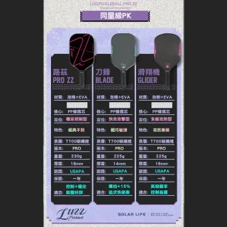 【Luzz】Pro職業級匹克球拍/USAPA認證 (Blade刀鋒/Glider滑翔機/ZZ) Pickleball Paddle 比賽球拍