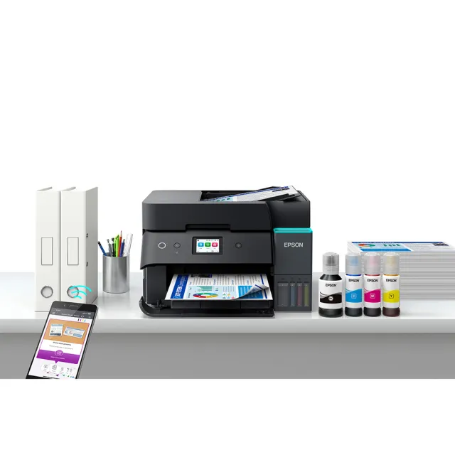 【EPSON】官方直營 搭3組T03Y原廠1黑3彩墨水★L6390 高速雙網傳真智慧遙控連續供墨複合機
