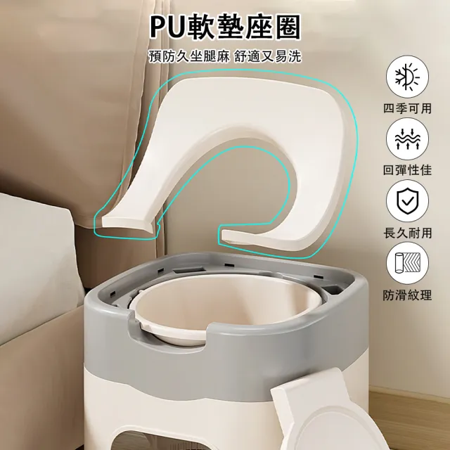 【ZHIPU 芝浦】馬桶椅 坐便器 軟坐墊坐便凳 尿桶痰盂 臥室帶蓋尿壺 夜壺 起夜坐便器 尿盆 可手提內桶L
