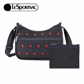 【Lesportsac】2026秋季新品 Classic Hobo 經典斜背包(7520) HG78刺繡紅蘋果