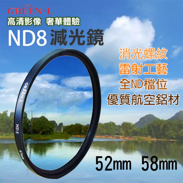 【捷華】格林爾ND8減光鏡 52mm 58mm 專業濾鏡過濾光線 Green.L格林爾光學玻璃 中灰濾鏡