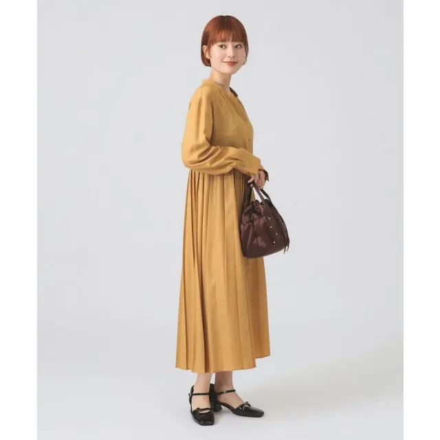 【BEAMS】官方旗艦館 Ray BEAMS / 女裝 打褶 拼接 鑰匙領 洋裝