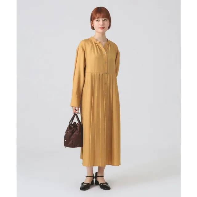 【BEAMS】官方旗艦館 Ray BEAMS / 女裝 打褶 拼接 鑰匙領 洋裝