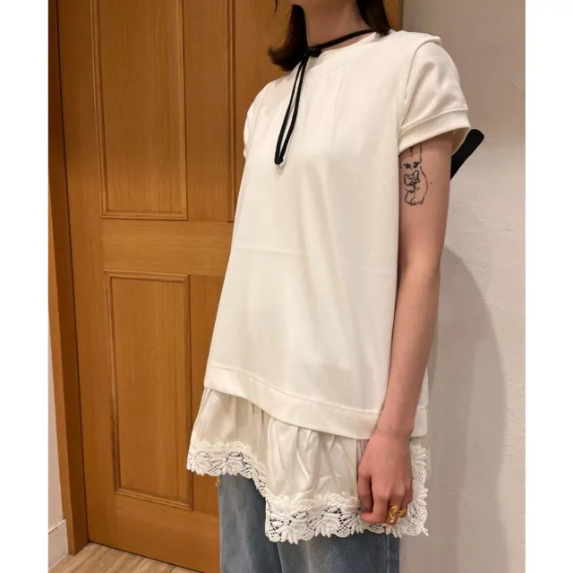 【BEAMS】官方旗艦館 BEAMS HEART / 女裝 下襬 蕾絲 棉緞 上衣